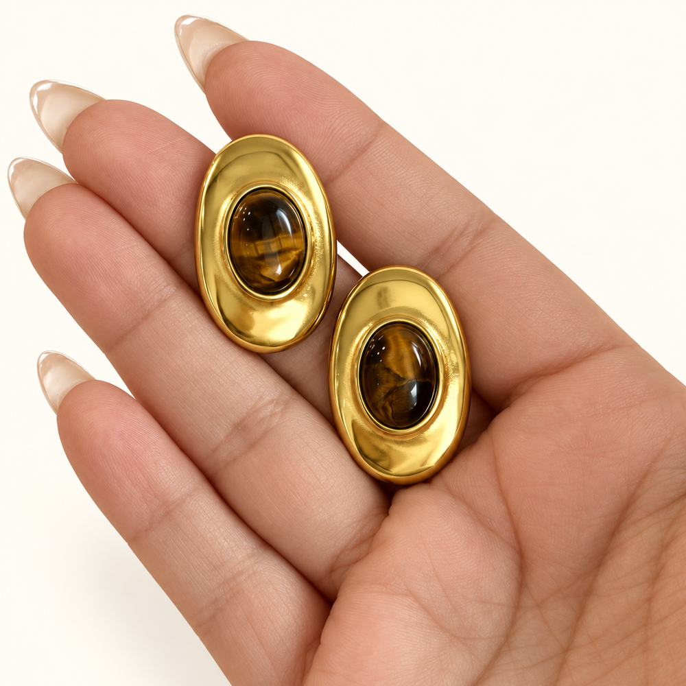 Mami Tiger Eye Stud Earrings