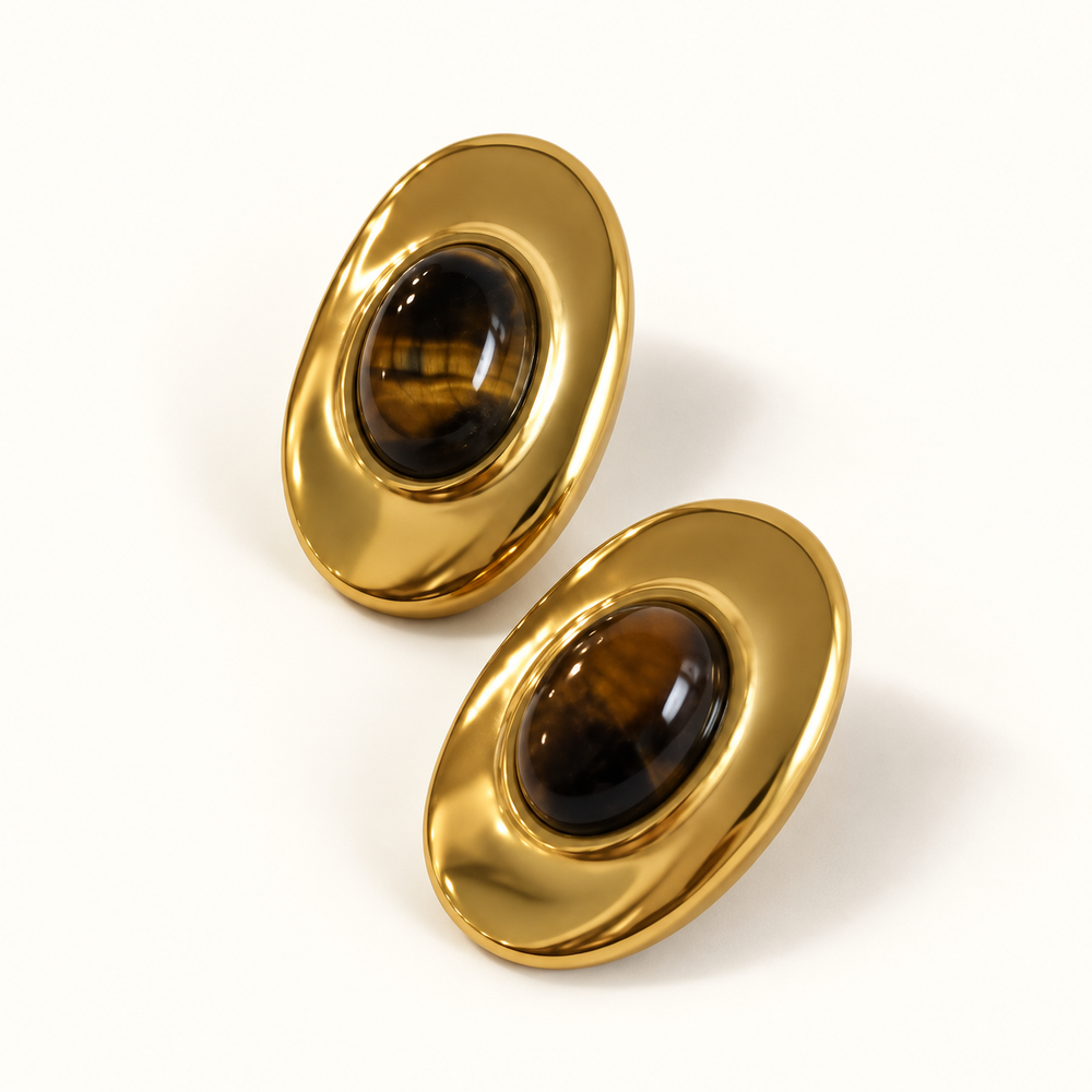 Mami Tiger Eye Stud Earrings
